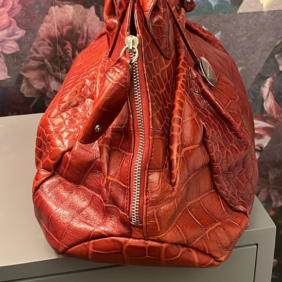 FURLA Red Croc Embossed EUC - Picture 4 of 9